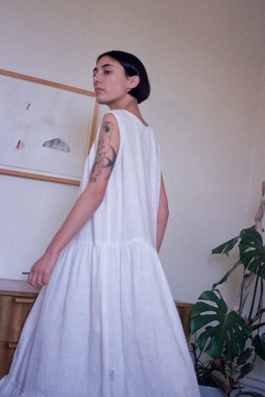 Ruffled hem linen MAXI dress | Dress | Sustainable clothing | ManInTheStudio