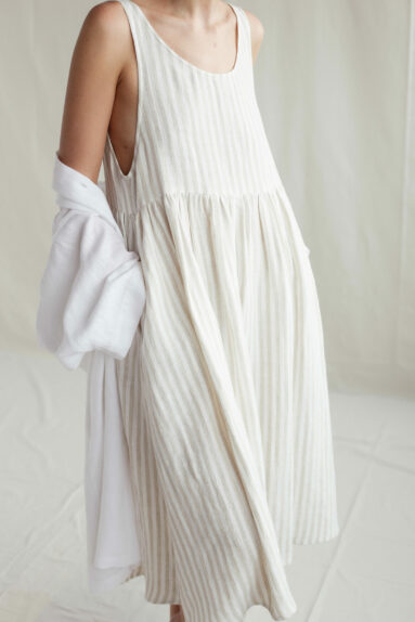 Sleeveless striped linen smock dress | Dress | Sustainable clothing | ManInTheStudio