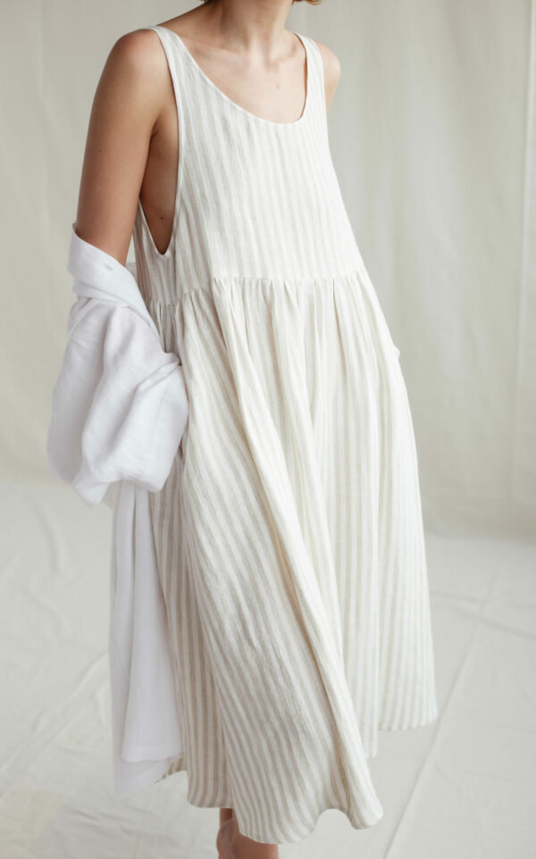 Sleeveless striped linen smock dress | Dress | Sustainable clothing | ManInTheStudio
