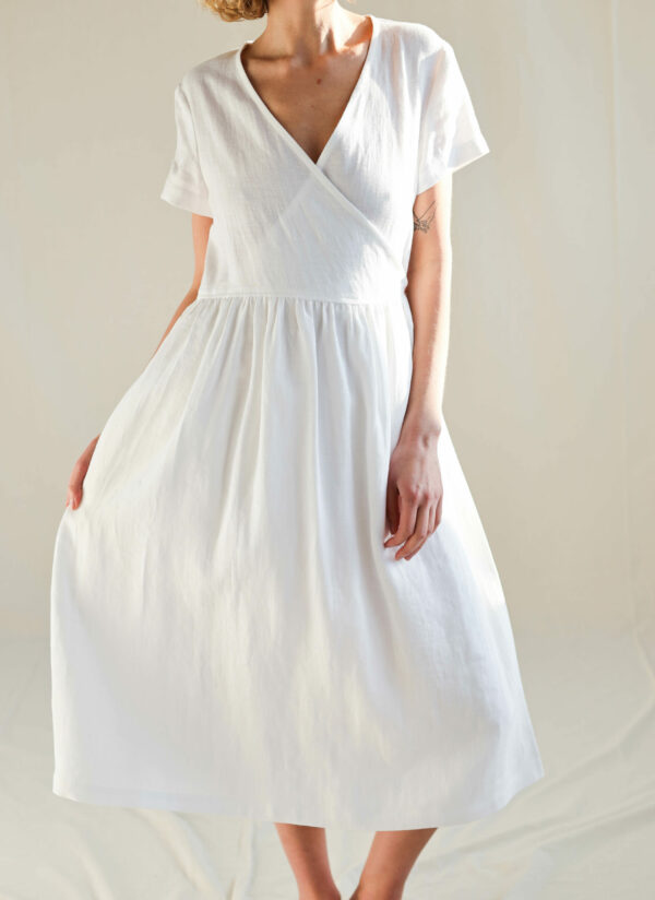 White linen wrap dress | Dress | Sustainable clothing | ManInTheStudio