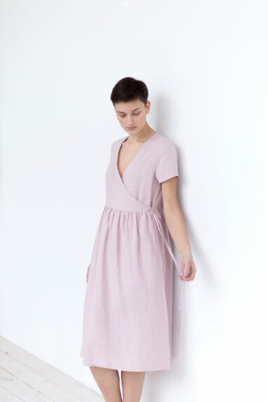 V-neck linen wrap dress | Dress | Sustainable clothing | ManInTheStudio