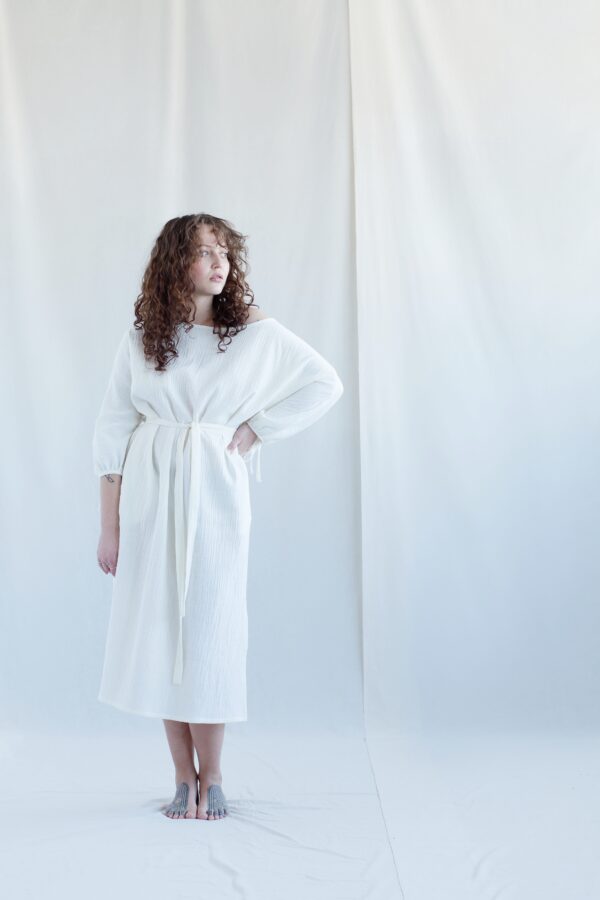 Double gauze summer dress in ecru color | Dress | Sustainable clothing | ManInTheStudio