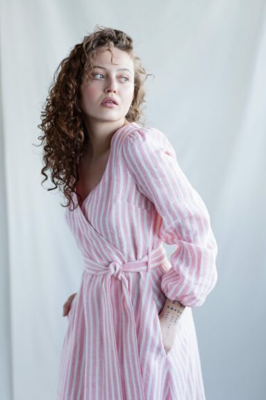 Striped linen maxi wrap dress | Dress | Sustainable clothing | ManInTheStudio