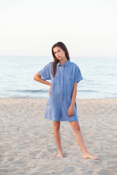 Linen short sleeve relaxed fit playsuit | Jumpsuits | Sustainable clothing | ManInTheStudio