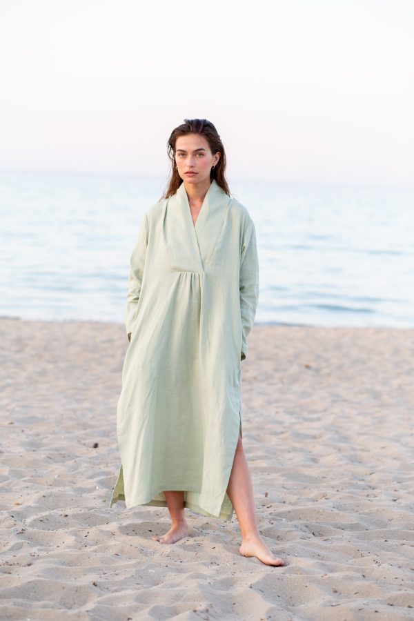 Linen long sleeve kaftan dress s | Dress | Sustainable clothing | ManInTheStudio
