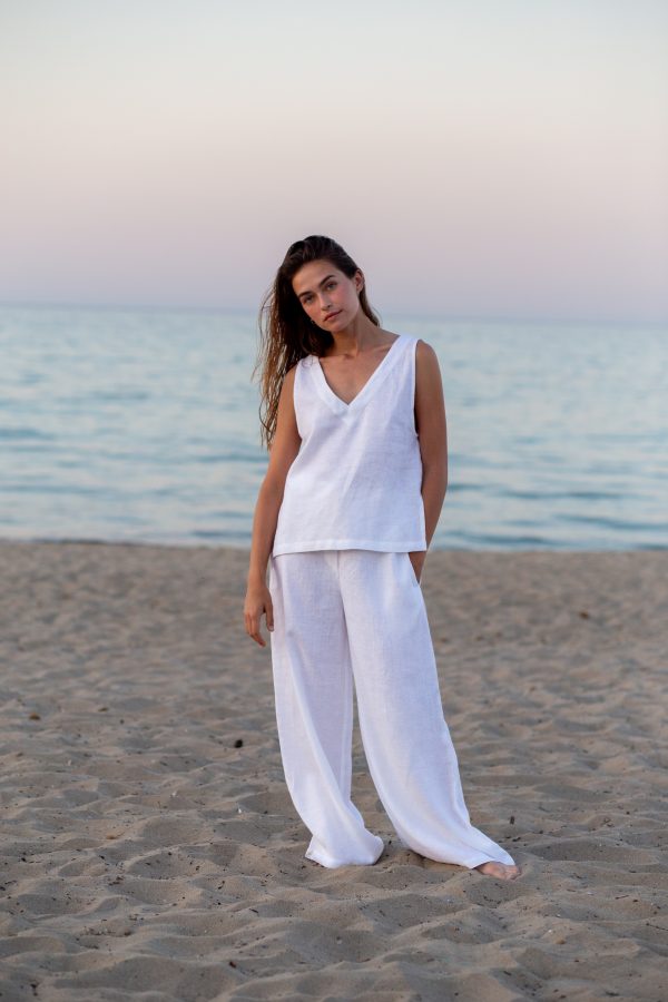 WHITE LINEN TROUSERS AND TOP SET | Linen suit | Sustainable clothing | ManInTheStudio