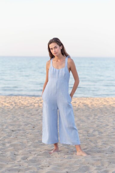 Cropped linen tie strap summer jumpsuit | Jumpsuits | Sustainable clothing | ManInTheStudio