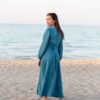 Linen long sleeve wrap dress - Image 4
