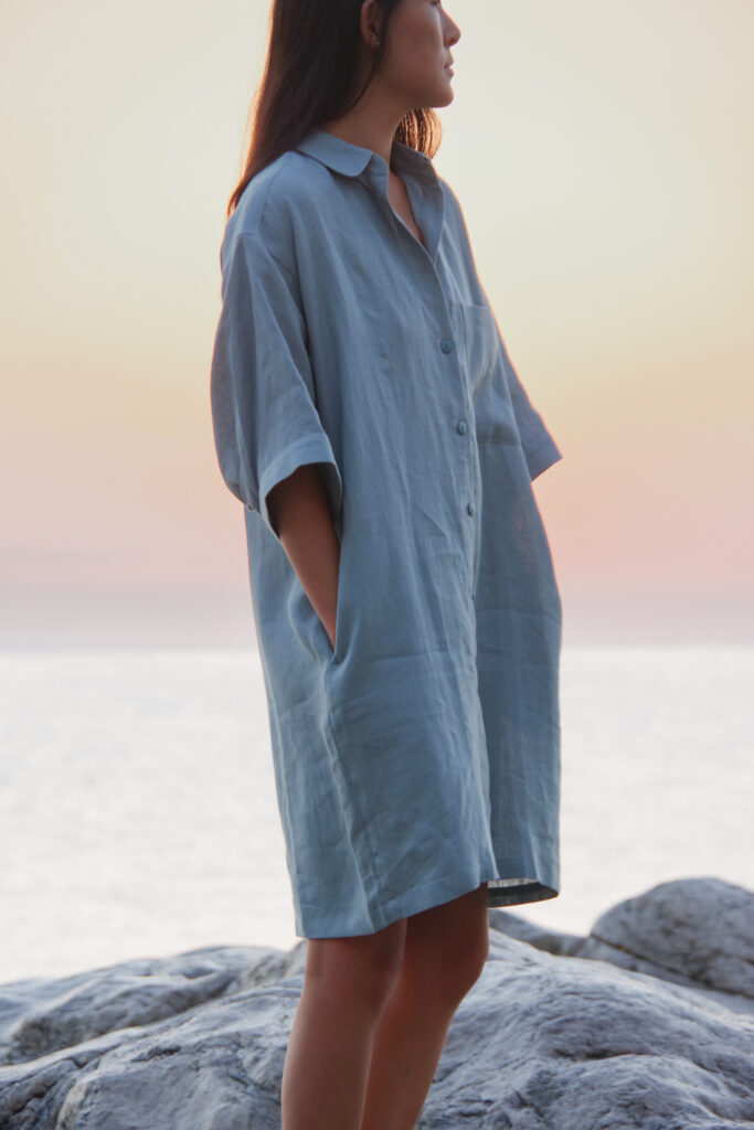 Origami linen dress | Shirt | Sustainable clothing | ManInTheStudio