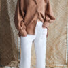 Long voluminous sleeve oversized shirt in hazel linen - Image 2
