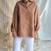 Long voluminous sleeve oversized shirt in hazel linen - Image 3