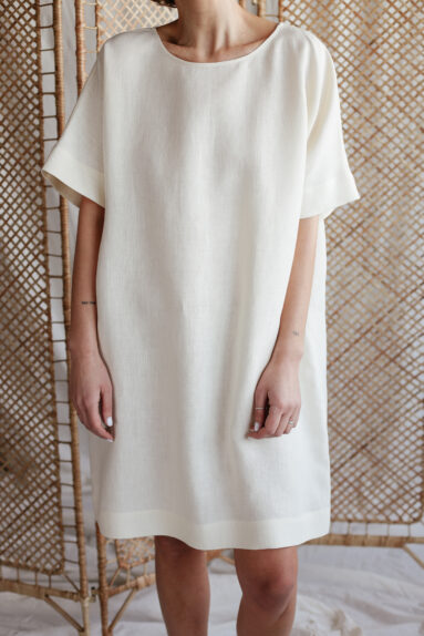 Loose short wide sleeves linen tunic dress​ | Dress | Sustainable clothing | ManInTheStudio