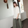 Hunter green maxi linen skirt