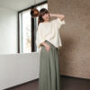 Hunter green maxi linen skirt - Image 7