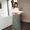 Hunter green maxi linen skirt - Image 3