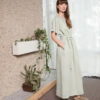 Maxi sage green linen kimono style dress