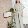 Maxi sage green linen kimono style dress - Image 2