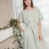 Maxi sage green linen kimono style dress - Image 3