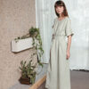 Maxi sage green linen kimono style dress - Image 5