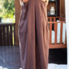 Origami Maxi length linen dress in dark brown