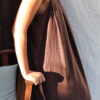 Origami Maxi length linen dress in dark brown - Image 6