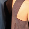 Origami Maxi length linen dress in dark brown - Image 8