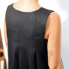 Black linen sleeveless pleated maxi linen dress - Image 3