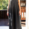 Black linen sleeveless pleated maxi linen dress | Dress | Sustainable clothing | ManInTheStudio