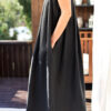 Black linen sleeveless pleated maxi linen dress - Image 5