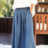 Maxi striped linen elasticated waist skirt | Skirt | Sustainable clothing | ManInTheStudio