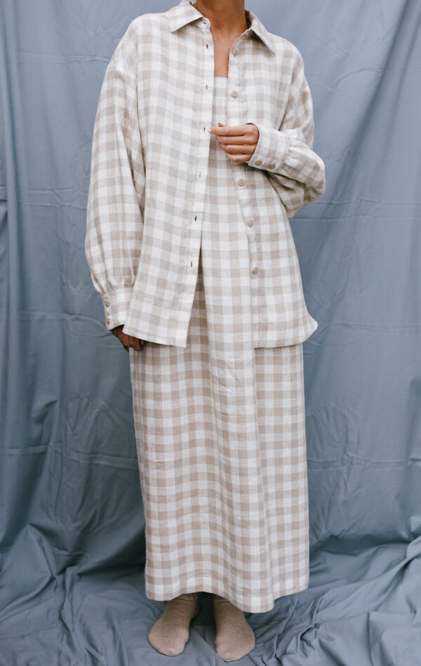 Origami checks linen dress - Image 7