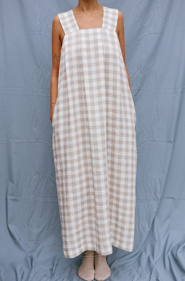 Origami checks linen dress - Image 2