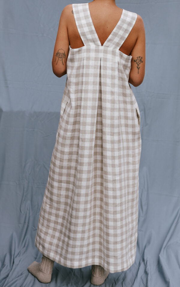 Origami checks linen dress - Image 3