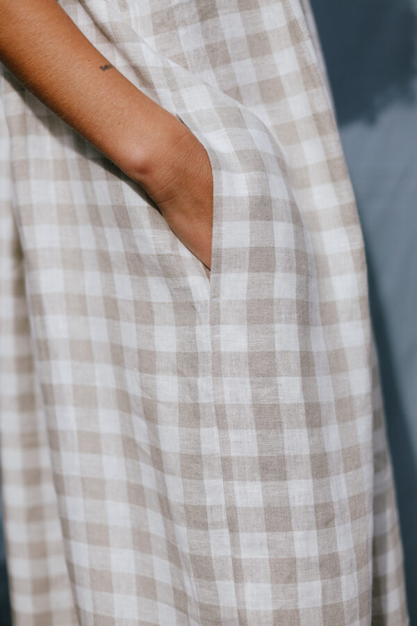 Origami checks linen dress - Image 6