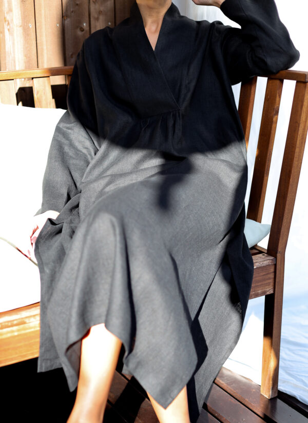 Black linen kaftan dress - Image 6