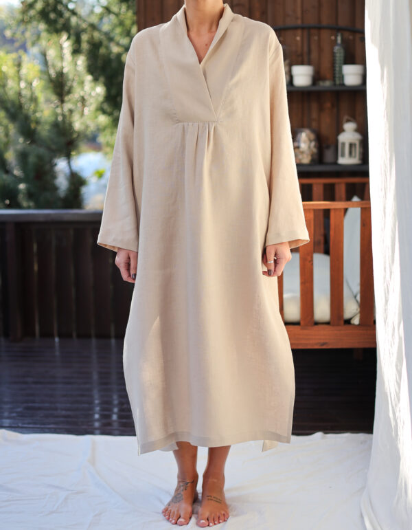 Beige linen kaftan dress​​​ | Dress | Sustainable clothing | ManInTheStudio